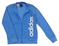 Světlemodrá sportovní funkční propínací mikina s logem Adidas