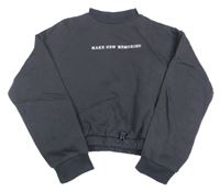 Tmavošedá crop mikina s nápisem Primark