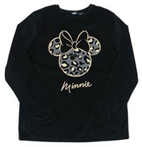 Černé plyšové pyžamové triko s Minnie Disney