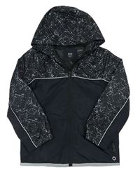 Černo-vzorovaná šusťáková jarní bunda s kapucí Good Move 