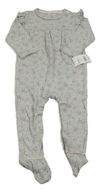 Nové - Šedý overal s kytičkami a volánky Mothercare