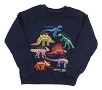 Tmavomodrá mikina s dinosaury 