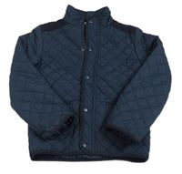 Tmavomodrá šusťáková prošívaná zateplená bunda 