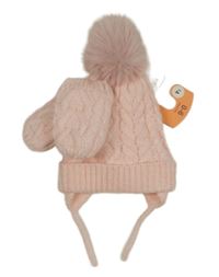 Nové - 2set - Světlerůžová pletená čepice + rukavice Primark