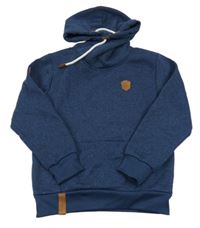 Tmavomodrá melírovaná mikina s kapucí 