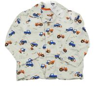 Nové - Bílý pyžamový kabátek s auty Nutmeg