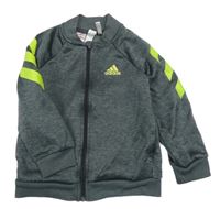 Šedá melírovaná propínací mikina s logem Adidas