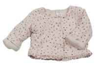 Světlerůžový kytičkovaný oboustranný zateplený kabátek C&A