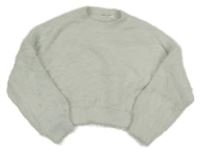 Světlešedý chlupatý crop svetr H&M
