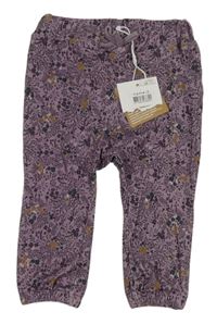 Nové - Fialové tepláky s kytičkami Name it