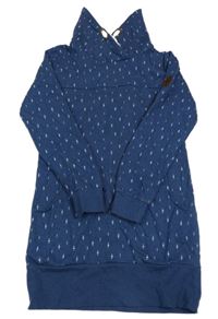 Tmavomodrá dlouhá mikina se vzorem a komínovým límcem Yigga 