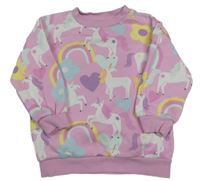 Světlerůžová mikina s jednorožci F&F
