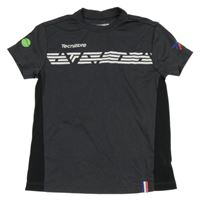 Tmavošedo-černé sportovní tričko s logem Tecnifibre 