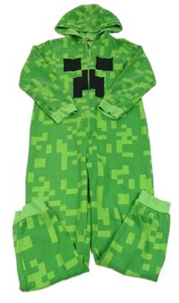 Zelená kostkovaná tepláková kombinéza s kapucí - Minecraft 