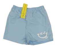 Nové - Světlemodré plátěné kraťasy se smajlíkem Shein