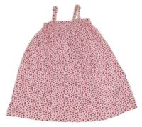 Bílo-fuchsiové srdíčkované bavlněné žabičkové šaty Kiki&Koko