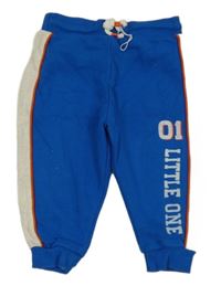 Kobaltově modro-bílé tepláky s nápisem F&F