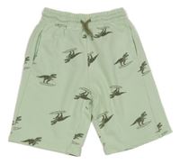 Světlezelené teplákové kraťasy s dinosaury H&M