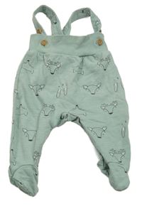 Zelenošedé polodupky se zvířátky a kšandami 