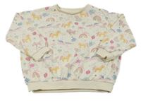 Smetanová oversize mikina s jednorožci George