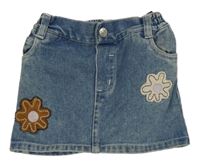 Modrá riflová sukně s květy 