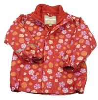 Červená nepromokavá zateplená bunda s kytičkami Caretec