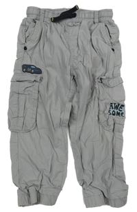 Šedé plátěné podšité cargo kalhoty s autem Next