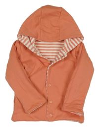 Oranžový bavlněný zateplený oboustranný kabátek s kapucí 