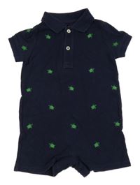 Tmavomodrý bavlněný kraťasový overal se želvami Ralph Lauren