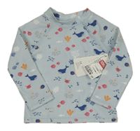 Nové - světlemodré UV triko s podmořským světem H&M