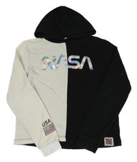 Černo-bílá crop mikina Nasa s kapucí vel. 176