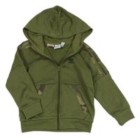 Khaki sportovní funkční propínací mikina s kapucí Adidas