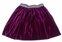 Purpurová plisovaná sametová sukně s pruhovaným třpytivým pasem George
