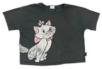 Tmavošedé crop tričko s kočičkou Marií George