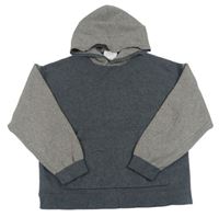 Tmavošedo-šedý crop svetr s kapsou a kapucí ZARA
