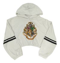Bílá crop mikina s erbem - Harry Potter a pruhy a kapucí C&A