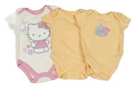 3x - Body - Bílo/růžové s Kitty, světleoranžové, světleoranžové s Dumbem George