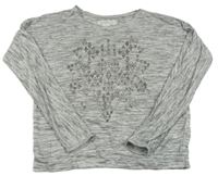 Šedo-bílo-černé melírované mikinotriko se vzorem H&M