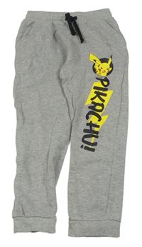 Šedé melírované tepláky s Pikachu