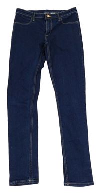 Tmavomodré skinny fit teplákové rifle H&M