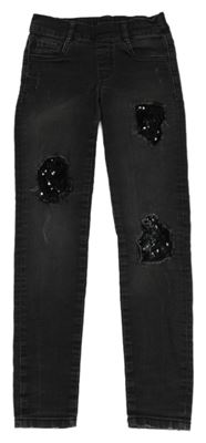 Černošedé riflové džegíny s flitry Page One Young