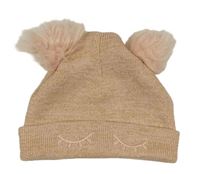 Světlepudrovo-zlatá melírovaná čepice s řasami a bambulemi LC WaIKIKI