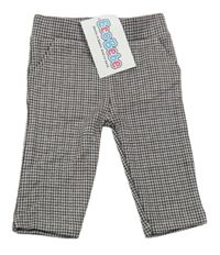 Nové - světlešedo-černo-tmavovínové vzorované úpletové kalhoty RIVER ISLAND