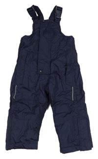 Tmavomodré šusťákové zimní laclové oteplovačky POCOPIANO