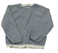 Šedý svetr s volánky s madeirou KIABI