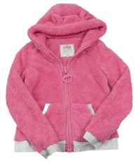 Růžovo-stříbrný chlupatý bomber s kapucí LOLA LIZA