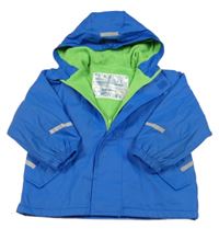 Cobaltově modrá nepromokavá jarní bunda se zvířátky a kapucí