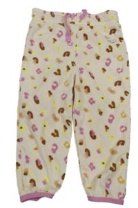 Světlepudrové vzorované fleecové kalhoty s nášivkou
