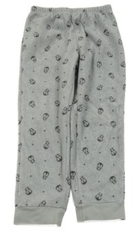Šedé melírované puntíkaté fleecové pyžamové kalhoty s tučňáčky TisSAiA
