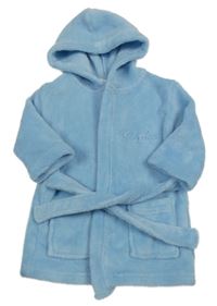 Světlemodrý plyšový župan s kapucí Soft Touch